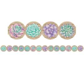 Rustic Bloom Succulents Die-Cut Border Trim