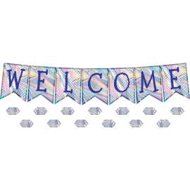 Iridescent Pennants Welcome Bulletin Board