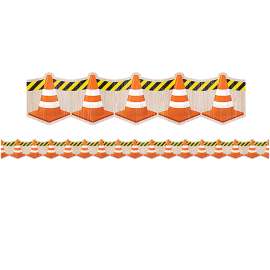 Under Construction Cones Die-Cut Border Trim