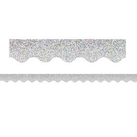 Silver Sparkle Scalloped Border Trim