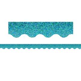 Teal Sparkle Scalloped Border Trim