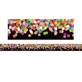 Colorful Confetti on Black Straight Border Trim