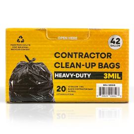 32" x 46" 42 Gal 3 Mil Black Contractor Bags, Industry Standard, 20/Case, 216/Palet