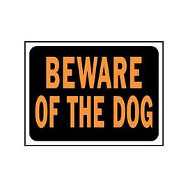 HY-KO Hy-Glo Series 3002 Identification Sign, Rectangular, BEWARE OF DOG, Fluorescent Orange Legend, Black Background