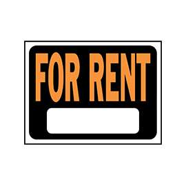 HY-KO Hy-Glo Series 3005 Identification Sign, Rectangular, FOR RENT, Fluorescent Orange Legend, Black Background