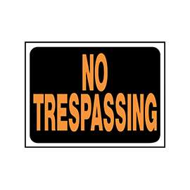 HY-KO Hy-Glo Series 3014 Identification Sign, Rectangular, NO TRESPASSING, Fluorescent Orange Legend, Black Background