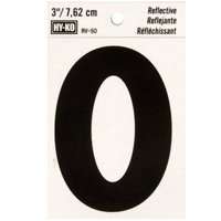 HY-KO RV-50/0 Reflective Sign, Character: 0, 3 in H Character, Black Character, Silver Background, Vinyl