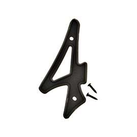 HY-KO PN-29/4 House Number, Character: 4, 4 in H Character, Black Character, Plastic