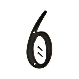 HY-KO PN-29/6 House Number, Character: 6, 4 in H Character, Black Character, Plastic