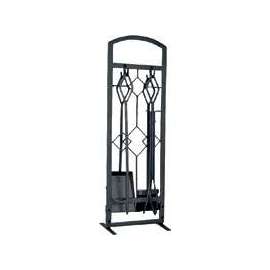 Simple Spaces CPO61147NN3L Fireplace Tool Set, Tools with Stand, Steel, Natural, Powder Coated, 5-Piece