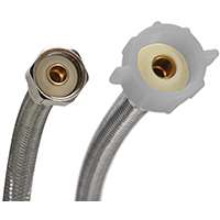 FLUIDMASTER B4T12 Toilet Connector, 1/2 in Inlet, FIP Inlet, 7/8 in Outlet, Ballcock Outlet, Stainless Steel Tubing