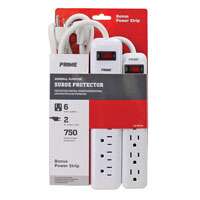 Prime PBCB0004 General-Purpose Surge Protector, 125 V, 15 A, 6 -Outlet, 750 J Energy, 