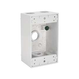 HUBBELL 5321-1 Weatherproof Box, 4 -Outlet, 1 -Gang, Aluminum, White, Powder-Coated