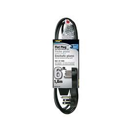 PowerZone Extension Cord, 16 AWG Cable, 5-15P Grounded Plug, 5-15R Grounded Receptacle, 6 ft L, 13 A, 125 V