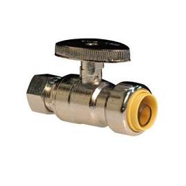 ProBite 1191-932HC Ball Valve, 1/2 x 3/8 in Connection, Push-Fit x Compression, 200 psi Pressure, Brass Body