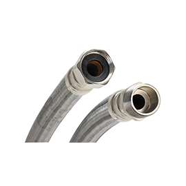 FLUIDMASTER B3H18 High-Flexible Water Heater Connector, 3/4 in, MIP x FIP, Stainless Steel, Nickel, 18 in L