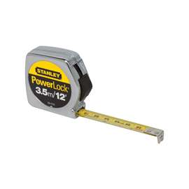 STANLEY 33-215 Measuring Tape, 12 ft L Blade, 1/2 in W Blade, Steel Blade, Die-Cast Metal Case, Chrome Case