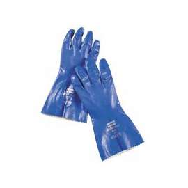 Nitri-Knit Supported Nitrile Gloves, Pinked Cuff, Interlock Lined, Size 9, Blue