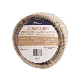 T.W. Evans Cordage 26-003 Rope, 1/2 in Dia, 50 ft L, 360 lb Working Load, Manila, Natural