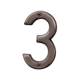 HY-KO Prestige Series BR-42OWB/3 House Number, Character: 3, 4 in H Character, Bronze Character, Brass