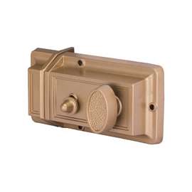 ProSource Rim Night Latch, Keyed Different Key, Brass, Brass, KW1 Keyway, 1-2-3/8 in Thick Door
