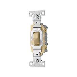 Eaton Wiring Devices CS220V Toggle Switch, 20 A, 120/277 V, Screw Terminal, Nylon Housing Material, Ivory