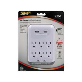 PowerZone ORUSB346S USB Charger with Surge Protection, 2 -Pole, 3.4 A
