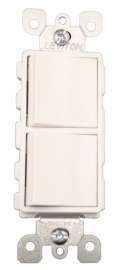 Decora 012-05643-00W Combination Switch with Ground Screw, 15 A, 120/277 V, SPST, Lead Wire Terminal, White