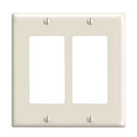 Decora 80409-T Wallplate, 4-1/2 in L, 4.56 in W, 2 -Gang, Thermoset Plastic, Light Almond, Smooth