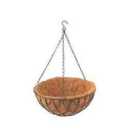 Landscapers Select GB-4303-3L Hanging Planter, Circle, 22 lb Capacity, Natural Coconut/Steel, Matte Green