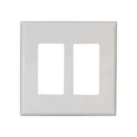 Eaton Cooper Wiring PJ PJS262W Wallplate, 4.87 in L, 4.94 in W, 2 -Gang, Polycarbonate, White, High-Gloss