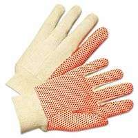 Dotted Canvas Gloves, Cotton Canvas, Large, White/Orange