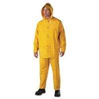 Three-Piece Rainsuit, Jacket/Hood/Overalls, 0.35 mm PVC/Poly, Yellow, 4X-Large