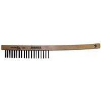Hand Scratch Brushes, 3 X 19 Rows, Carbon Steel Bristles, Curved Wood Handle