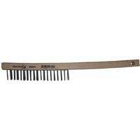 Hand Scratch Brushes, 3 X 19 Rows, Stainless Steel Wire, Curved Wood Handle