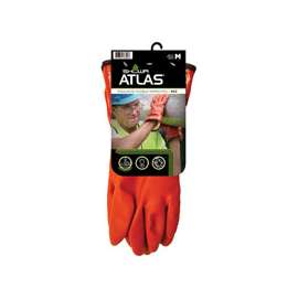 ATLAS 460M-08.RT Insulated Coated Gloves, M, 11-13/16 in L, Gauntlet Cuff, PVC Glove, Orange