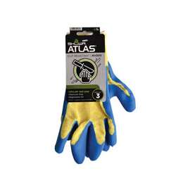 ATLAS KV300L-09.RT Coated Gloves, L, Knit Wrist Cuff, Blue/Yellow