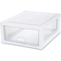 Sterilite 23018006 Stackable Drawer, 16 qt Capacity, 1-Drawer, Plastic, 14-3/8 in OAW, 17 in OAH, 6-7/8 in OAD