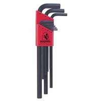 Hex L-Wrench Key Sets, 9 per holder, Hex Tip, Metric