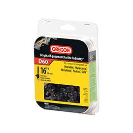 Oregon D60 Chainsaw Chain, 16 in L Bar, 0.05 Gauge, 3/8 in TPI/Pitch, 60-Link