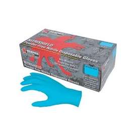 NitriShield Gloves, Rolled Cuff, Medium, Blue