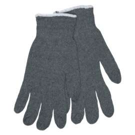 Multipurpose String Knit Gloves, Large, Knit Wrist, Regular Weight, Gray