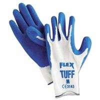 Flex Tuff Latex Dipped Gloves, Medium, Blue/White