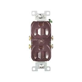 Eaton Wiring Devices CR15B Duplex Receptacle, 2 -Pole, 15 A, 125 V, Side Wiring, NEMA: 5-15R, Brown