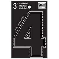 HY-KO 30400 Series 30404 Die-Cut Number, Character: 4, 3 in H Character, Black Character, Vinyl