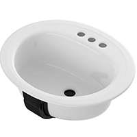 BOOTZ Azalea 021-2445-00 Lavatory Sink, Oval Basin, 3-Deck Hole, 20 in W, 17 in H, 7-13/16 in D, Steel, White