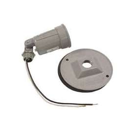 HUBBELL 5624-0 Cover, 3-21/64 in L, 4-1/8 in W, Round, Metal, Gray, Powder-Coated