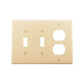Eaton Wiring Devices PJ28V Combination Wallplate, 4-7/8 in L, 6-3/4 in W, 3 -Gang, Polycarbonate, Ivory