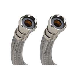 FLUIDMASTER B1H12 High-Flexible Water Heater Connector, 3/4 in, FIP, Stainless Steel, Nickel, 12 in L