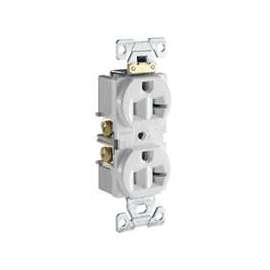 Eaton Wiring Devices TRBR20W-BXSP Duplex Receptacle, 2 -Pole, 20 A, 125 V, Back, Side Wiring, NEMA: 5-20R, White
